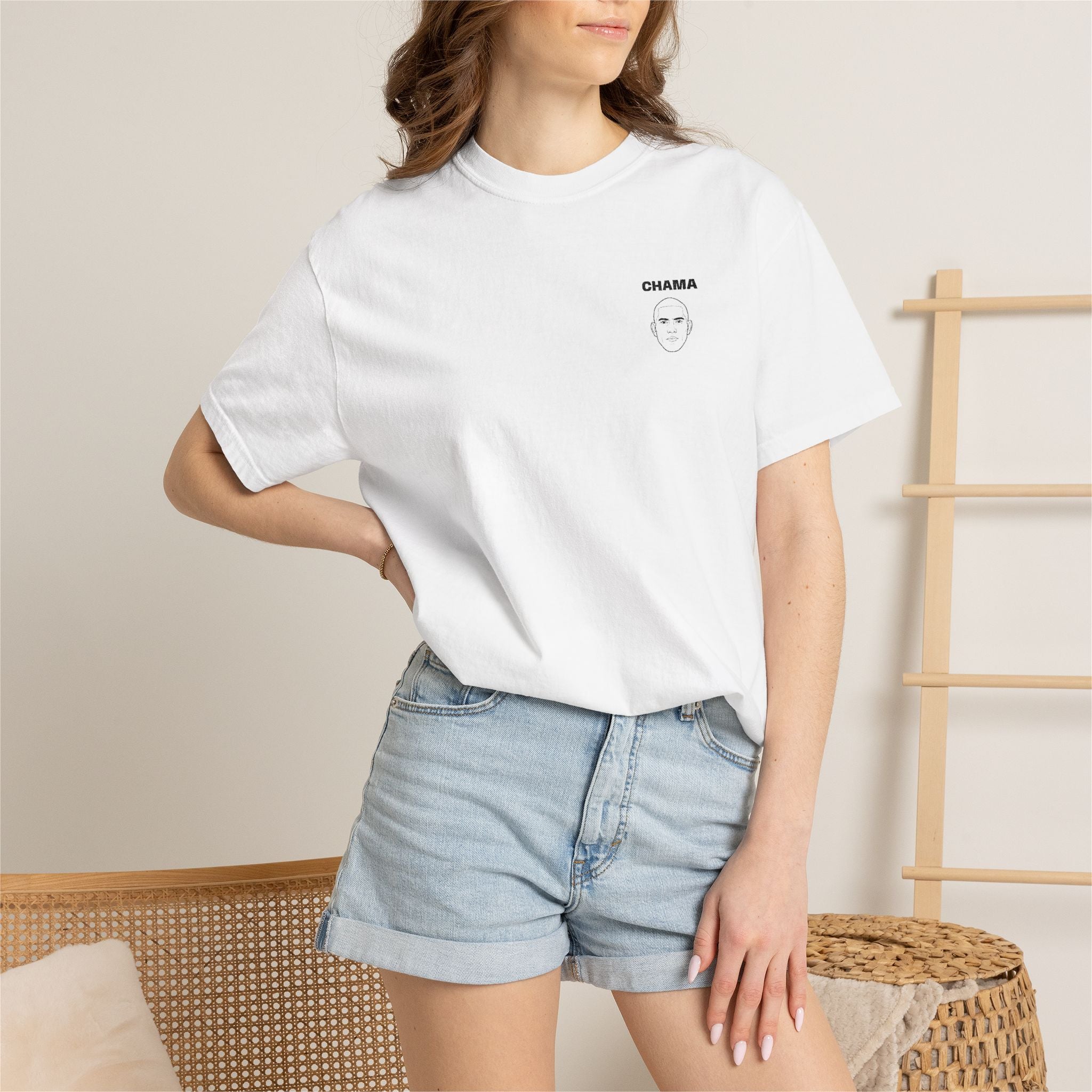 Alex Pereira Chama Stylish Slogan Embroidered Print T-Shirt Unisex | Minimal Line Art, Tee