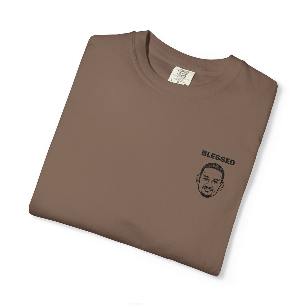 Max Holloway Blessed Stylish Slogan Embroidered Print T-Shirt Unisex | Minimal Line Art, Tee