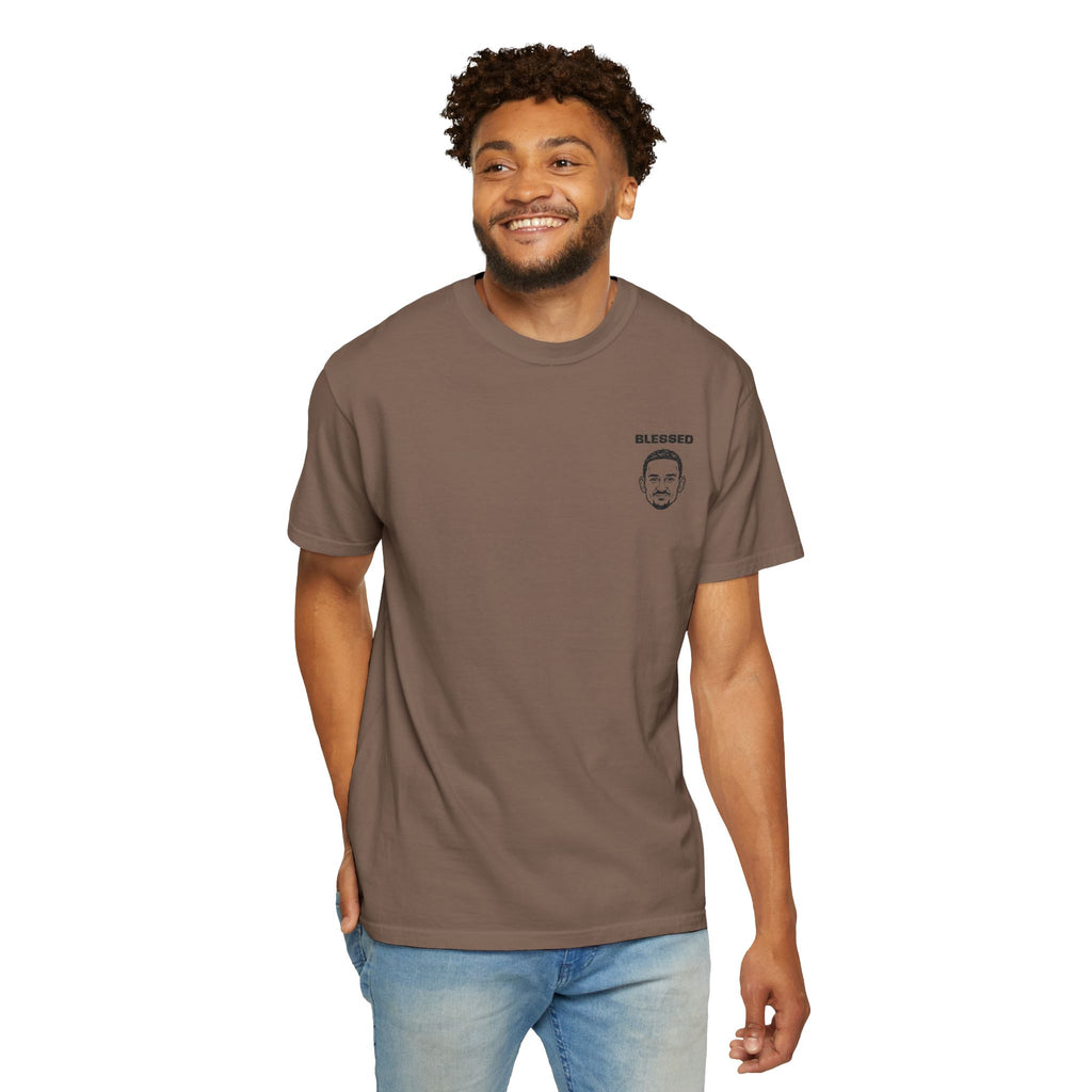 Max Holloway Blessed Stylish Slogan Embroidered Print T-Shirt Unisex | Minimal Line Art, Tee