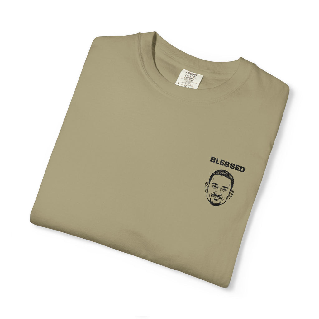 Max Holloway Blessed Stylish Slogan Embroidered Print T-Shirt Unisex | Minimal Line Art, Tee
