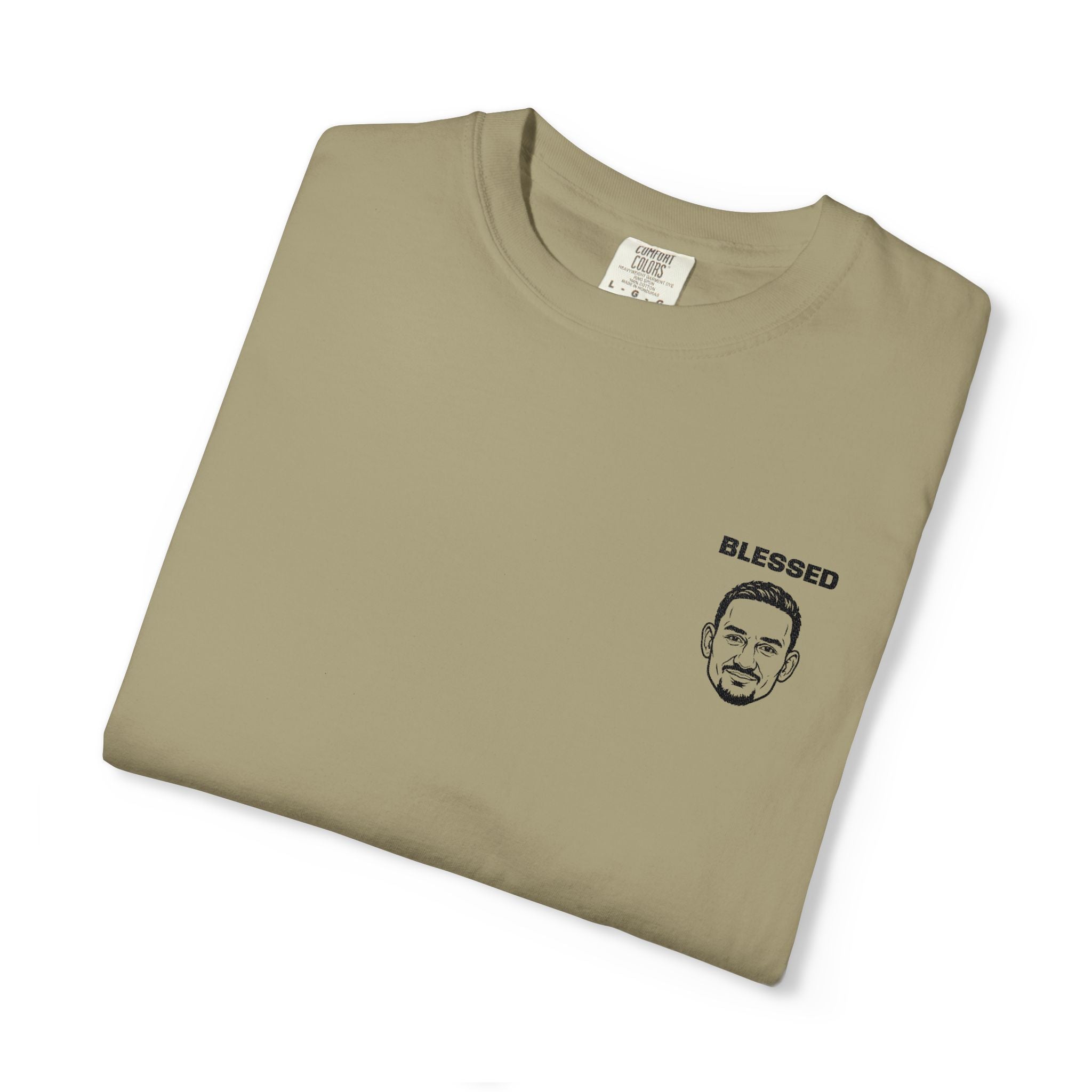 Max Holloway Blessed Stylish Slogan Embroidered Print T-Shirt Unisex | Minimal Line Art, Tee