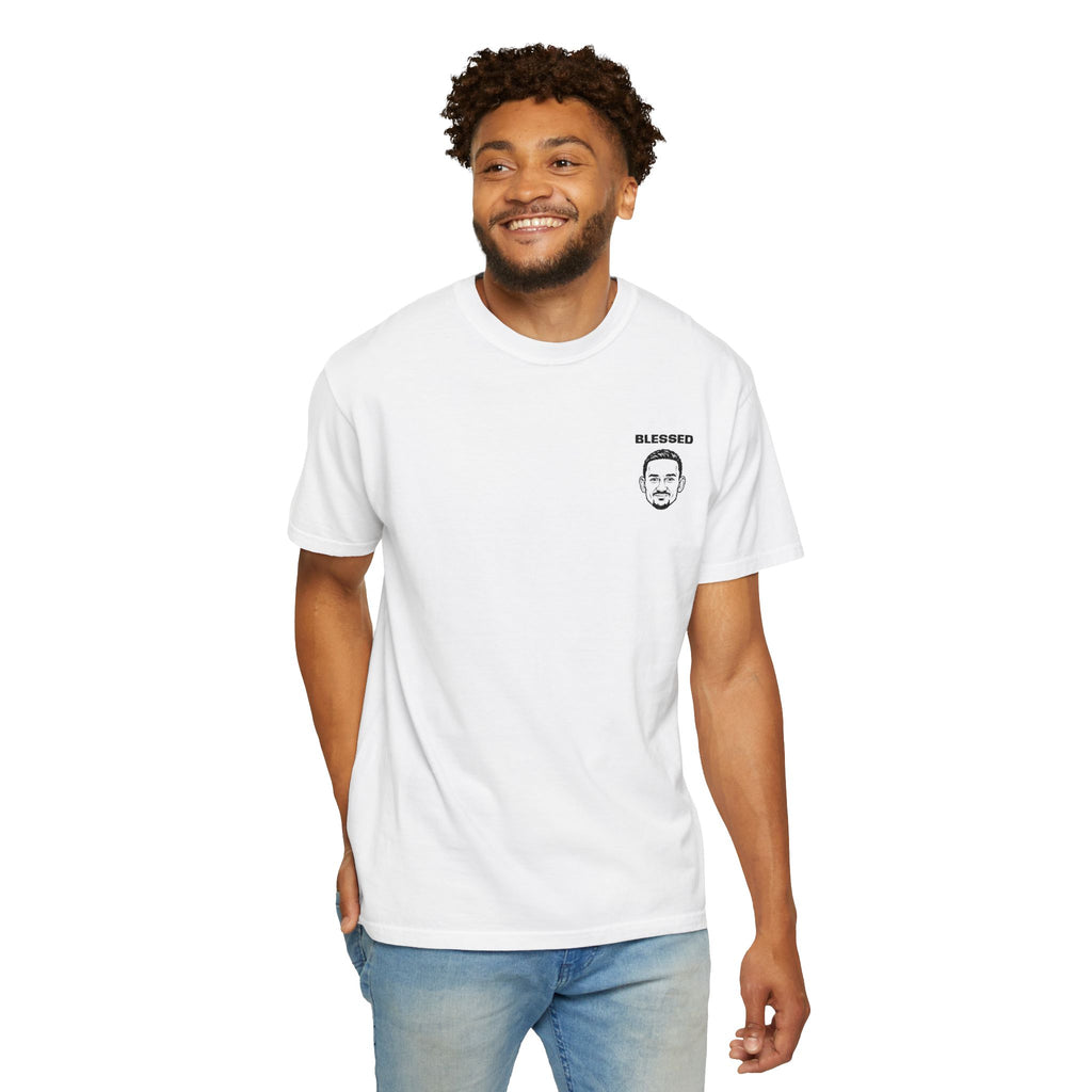 Max Holloway Blessed Stylish Slogan Embroidered Print T-Shirt Unisex | Minimal Line Art, Tee