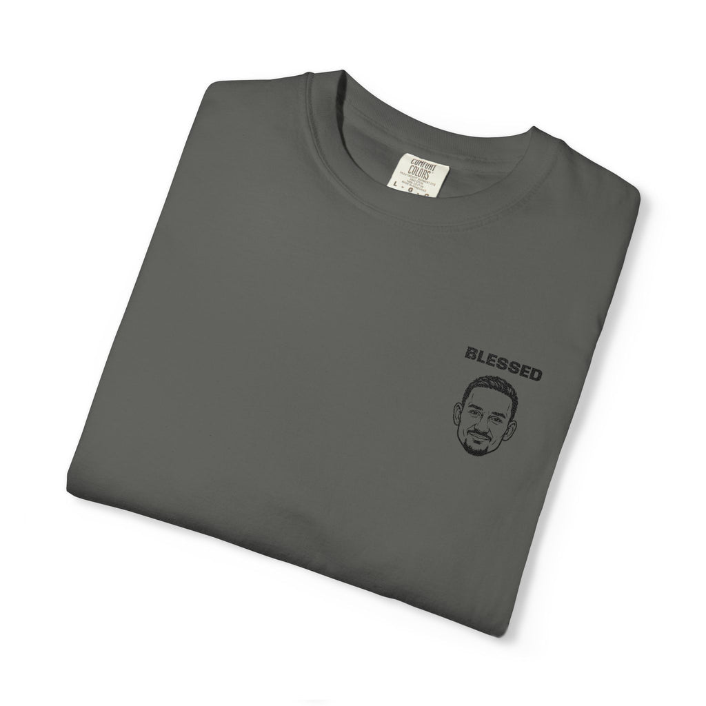 Max Holloway Blessed Stylish Slogan Embroidered Print T-Shirt Unisex | Minimal Line Art, Tee