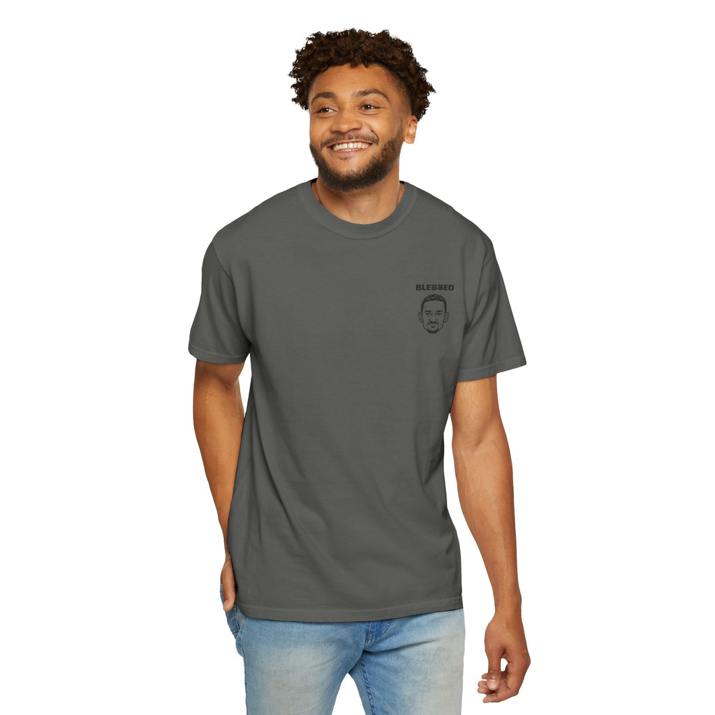 Max Holloway Blessed Stylish Slogan Embroidered Print T-Shirt Unisex | Minimal Line Art, Tee