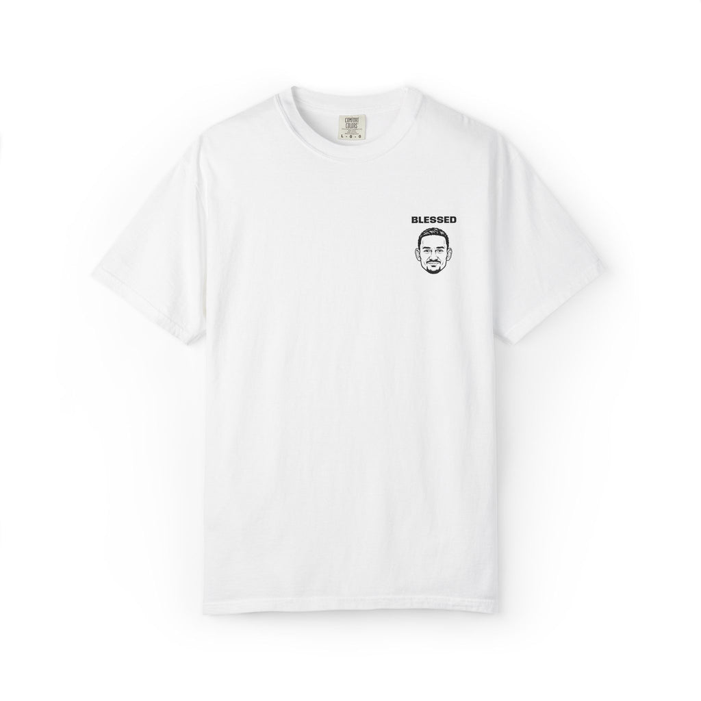 Max Holloway Blessed Stylish Slogan Embroidered Print T-Shirt Unisex | Minimal Line Art, Tee