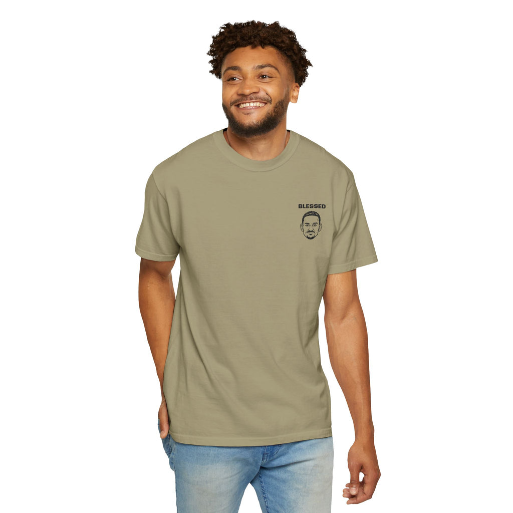 Max Holloway Blessed Stylish Slogan Embroidered Print T-Shirt Unisex | Minimal Line Art, Tee