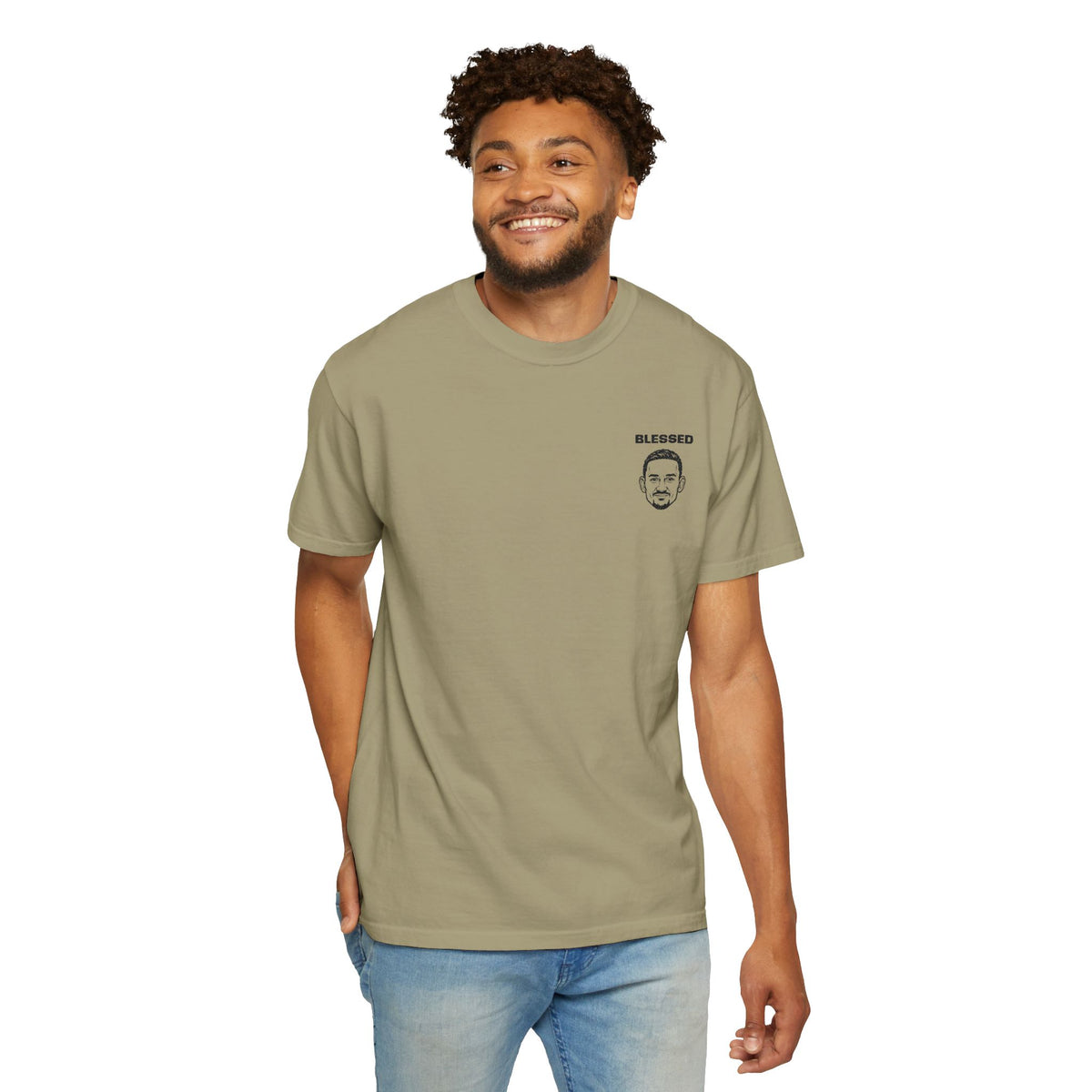 Max Holloway Blessed Stylish Slogan Embroidered Print T-Shirt Unisex | Minimal Line Art, Tee