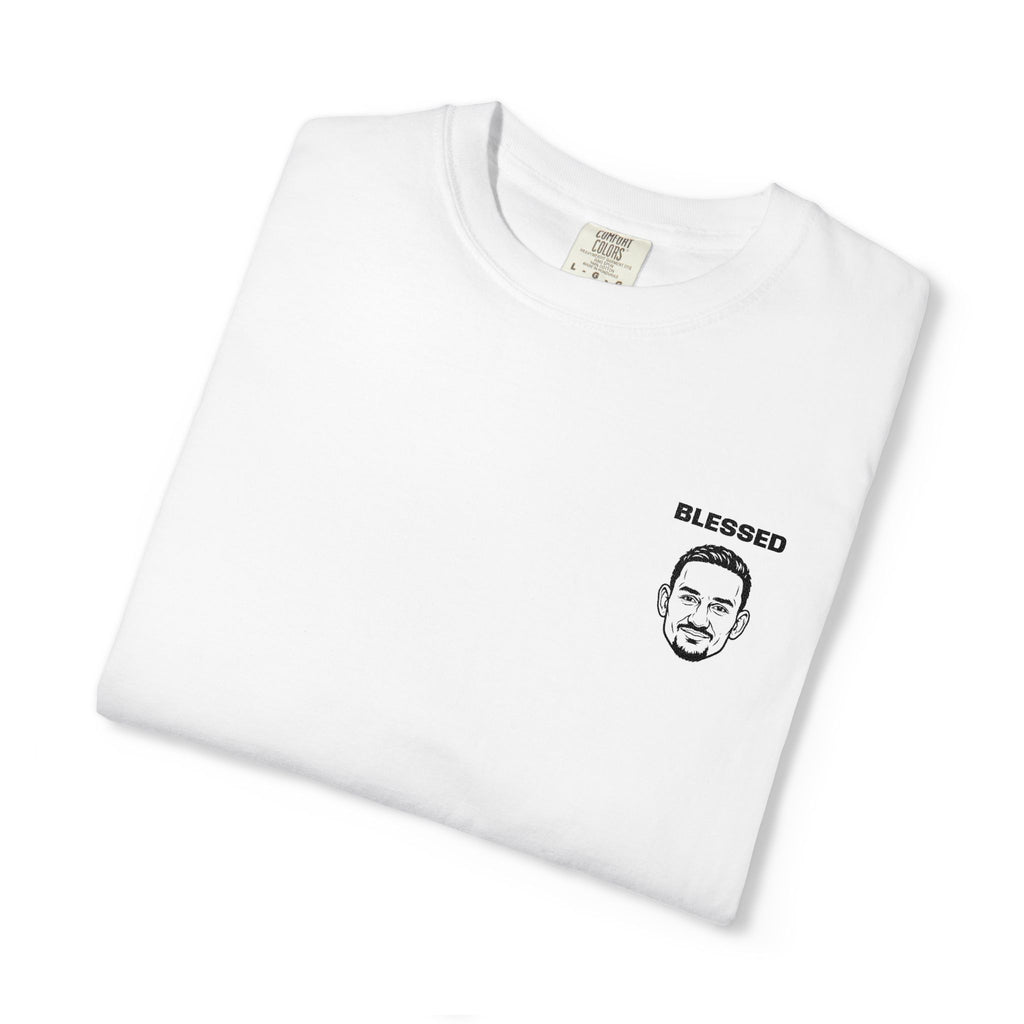 Max Holloway Blessed Stylish Slogan Embroidered Print T-Shirt Unisex | Minimal Line Art, Tee